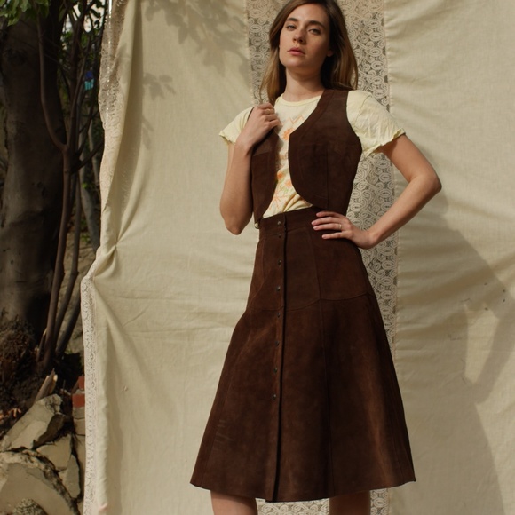 Vintage Dresses & Skirts - 💕HP💕70s Suede Leather 2 Piece